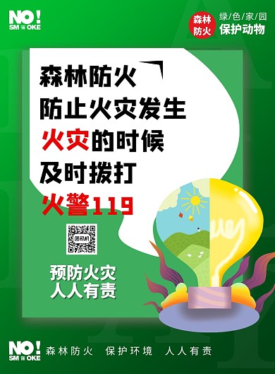 森林防火119绿色印刷海报