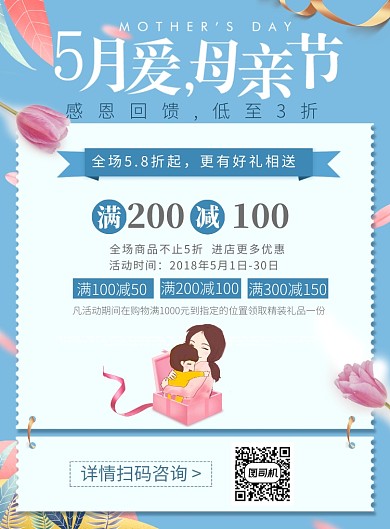 5月母亲节优惠活动海报