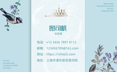 蓝色小清新卡通名片