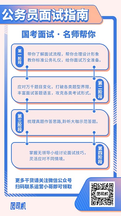 简约卡通梦幻公务员面试指南手机海报