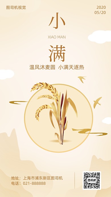 简约大气小满节气节日海报