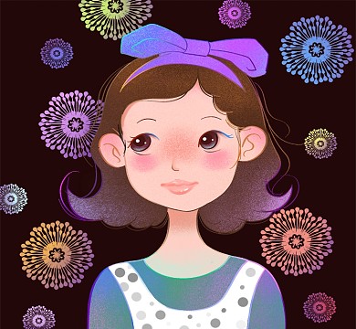 炫彩可爱清新萌系小姑娘朋友圈封面