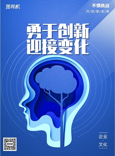 企业文化勇于创新迎接变化宣传海报