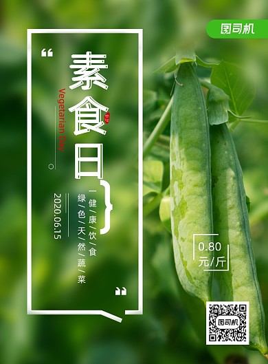 简约健康素食日绿色蔬菜宣传海报