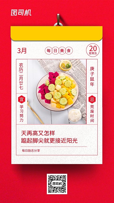 每日一签三月美食手机海报