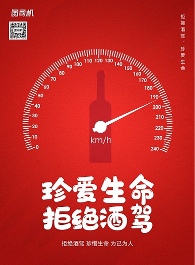 红色创意拒绝酒驾海报