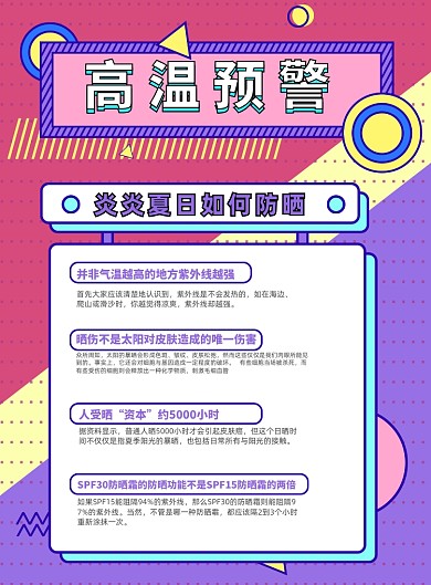 孟菲斯风格高温预警海报