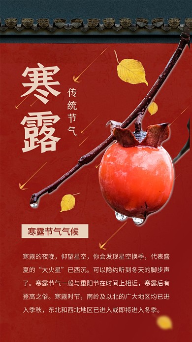 寒露节气红色简约文章配图