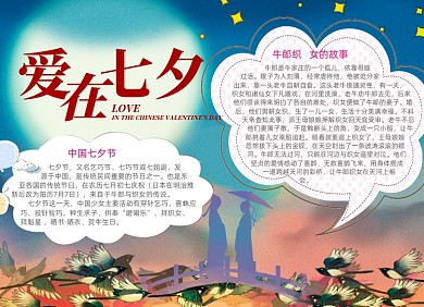 蓝色七夕情人节电子小报