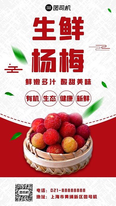 生鲜杨梅宣传手机海报