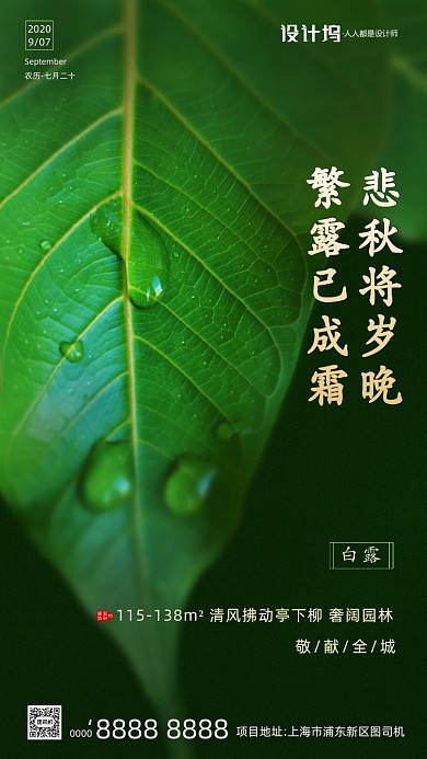 房地产传统节气白露手机海报