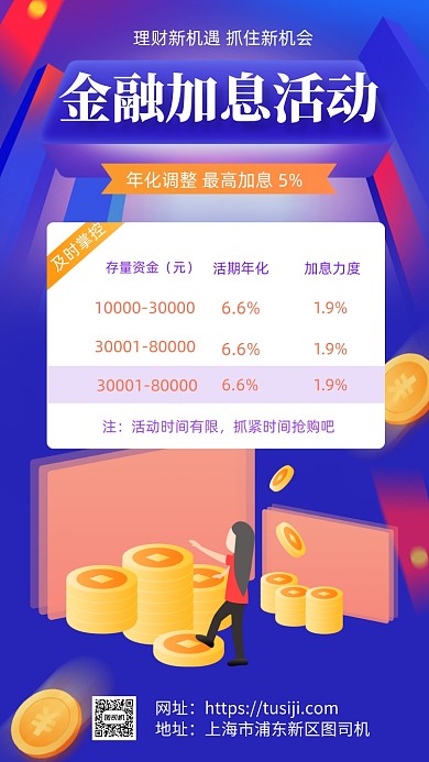 蓝色投资理财基金股票手机海报