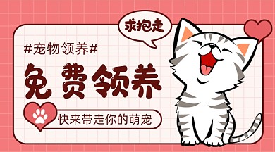 卡通宠物萌宠免费领养猫咪