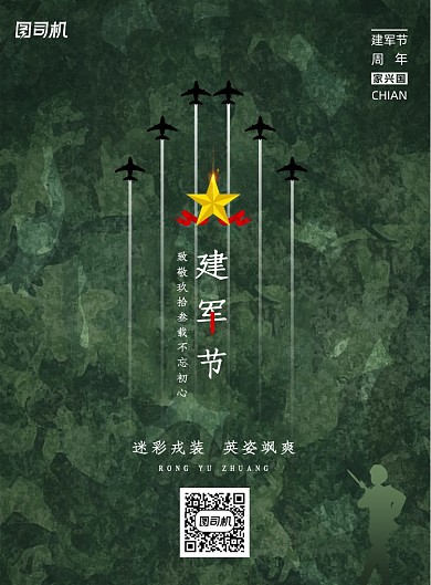 迷彩戎装英姿飒爽建军节海报