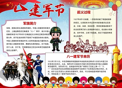 八一建军节卡通小报手抄报