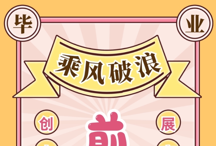 毕业季前程似锦符卡通手机海报