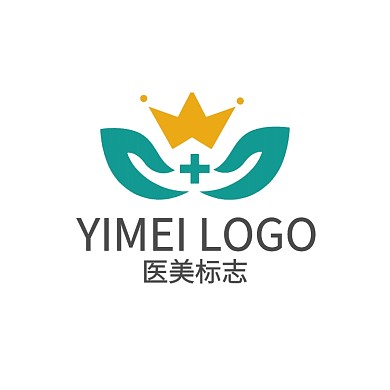 蓝色皇冠医美logo设计