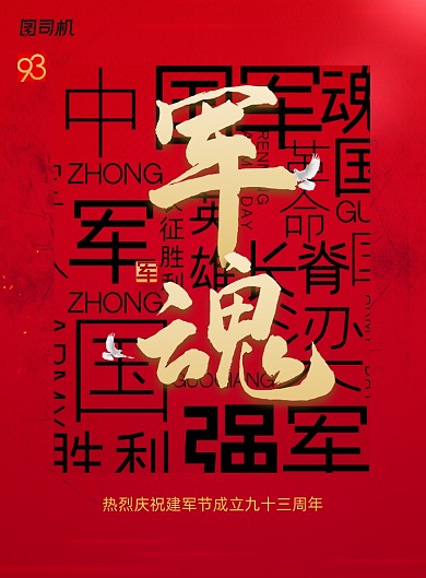 大气红色军魂八一建军节宣传海报