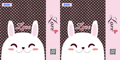 七夕可爱兔爱心礼品盒包装手提袋