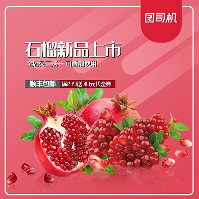浅色简约风水果石榴车厘子草莓电商