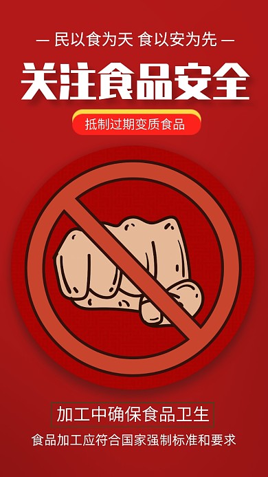 食品安全宣传抵制过期食品手机海报