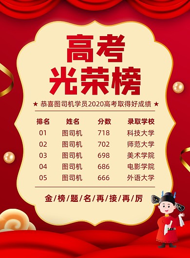 高考光荣榜宣传印刷海报