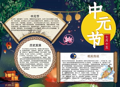 传统中元节宣传小报