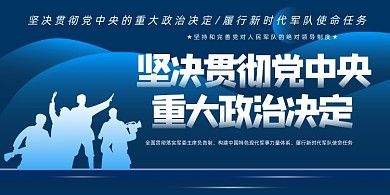 蓝色大气坚决贯彻党中央政治决定展板