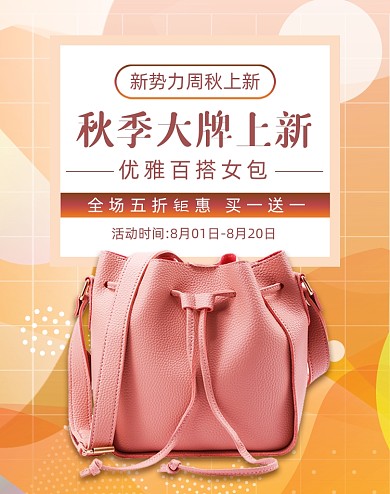 新势力周秋上新女士包包促销海报