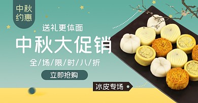 中秋节大促月饼淘宝电商横版海报模板