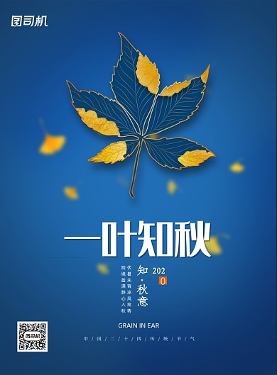 简约大气一叶知秋立秋海报