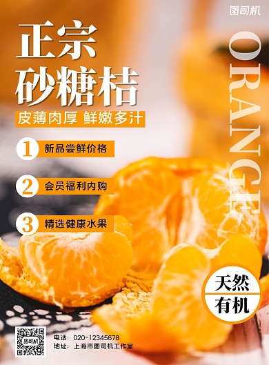 砂糖桔水果简约宣传印刷海报