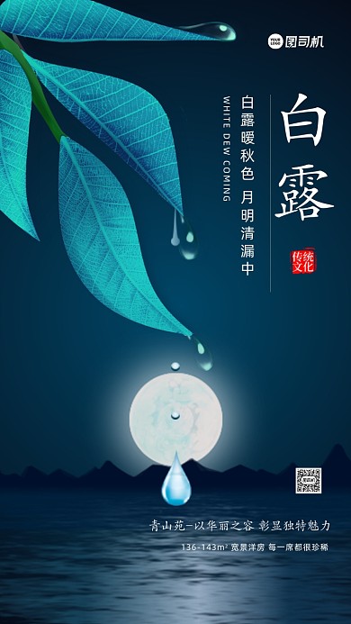 二十四节气白露企业宣传手机海报