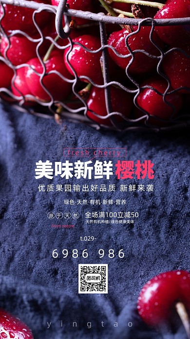 摄影图樱桃宣传促销海报