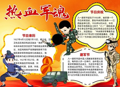 手绘八一建军节小报手抄报