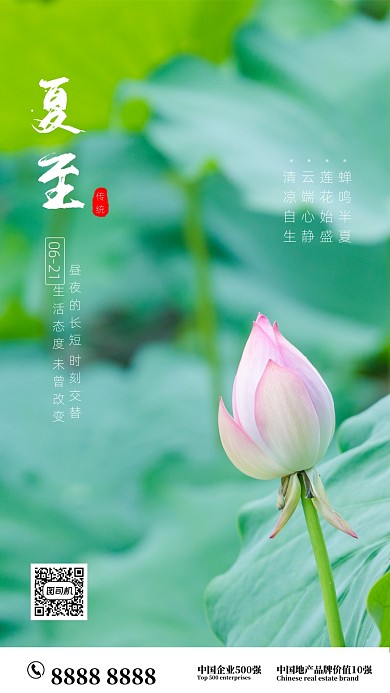 时尚简约荷塘夏至海报
