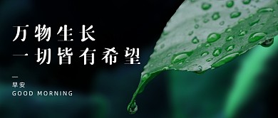 早安问候正能量绿叶公众号首图