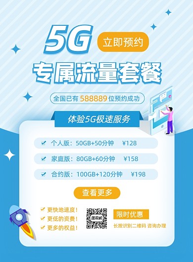 5G套餐运营商手机套餐流量包促销海报
