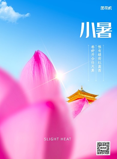 简约摄影图小暑节气海报