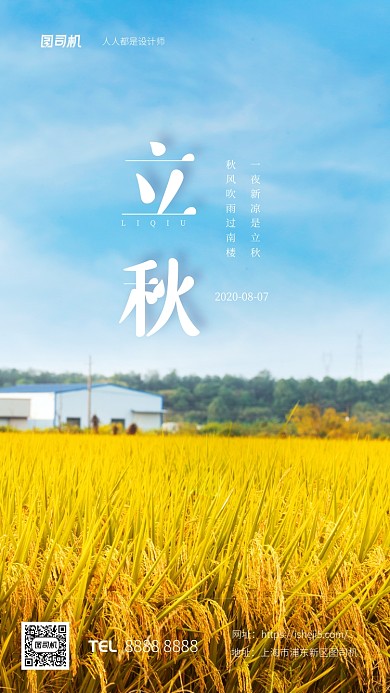 立秋大气手机海报