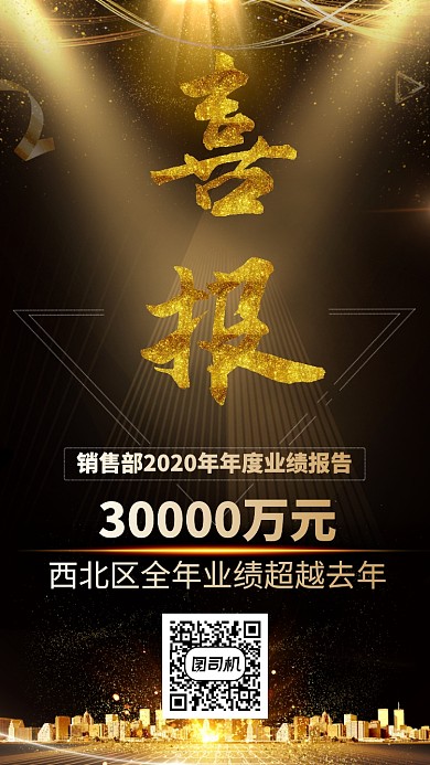 创意鎏金喜报手机海报