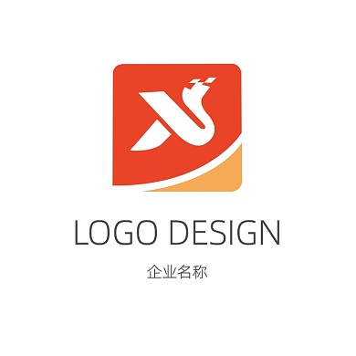 红色扁平抽象字母