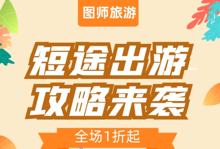 旅游出行优惠促销简约插画手机长图