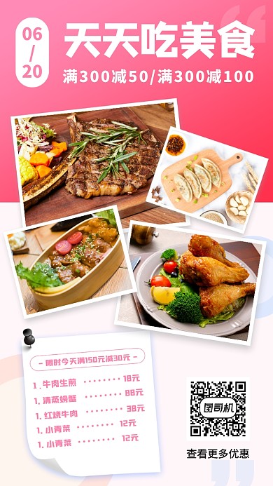 今日美食推荐手机海报