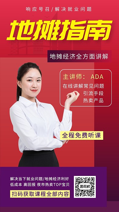 地摊经济就业指南手机海报