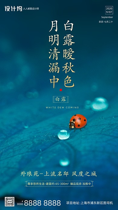 房地产传统节气白露手机海报