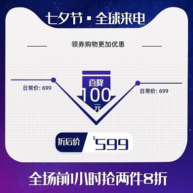 七夕蓝色中国风产品价格曲线主图