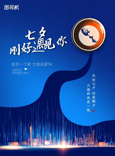 七夕刚好遇见你情人节地产海报