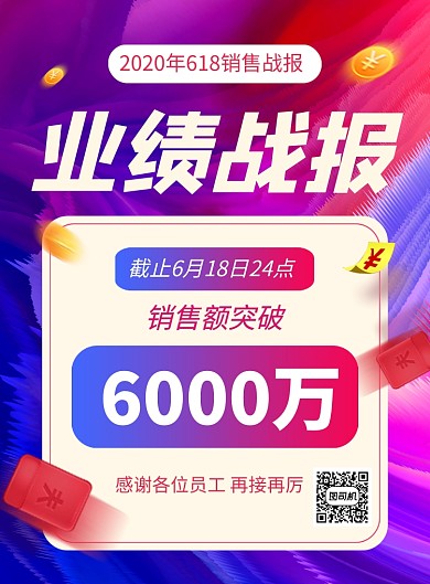 紫色时尚618销售战报宣传海报