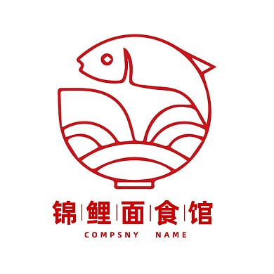 中国风美食鱼标志LOGO